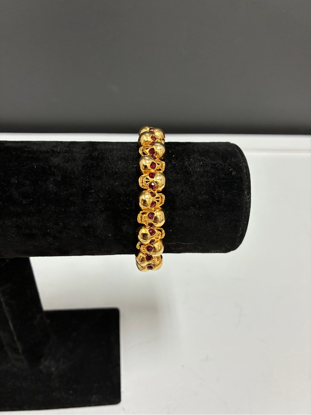 Alexander McQueenGold-Tone Red Stone Skull Bracelet
